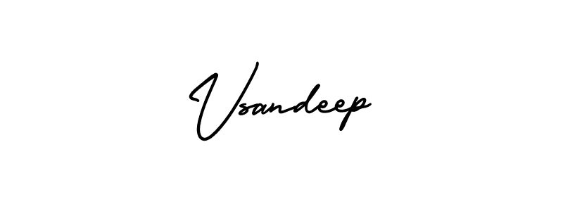 How to make Vsandeep name signature. Use AmerikaSignatureDemo-Regular style for creating short signs online. This is the latest handwritten sign. Vsandeep signature style 3 images and pictures png