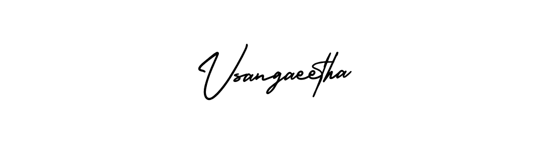 The best way (AmerikaSignatureDemo-Regular) to make a short signature is to pick only two or three words in your name. The name Vsangaeetha include a total of six letters. For converting this name. Vsangaeetha signature style 3 images and pictures png