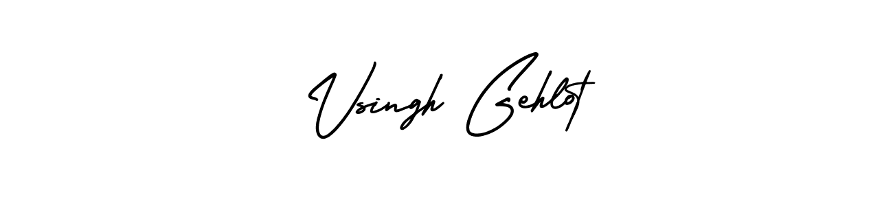 You should practise on your own different ways (AmerikaSignatureDemo-Regular) to write your name (Vsingh Gehlot) in signature. don't let someone else do it for you. Vsingh Gehlot signature style 3 images and pictures png