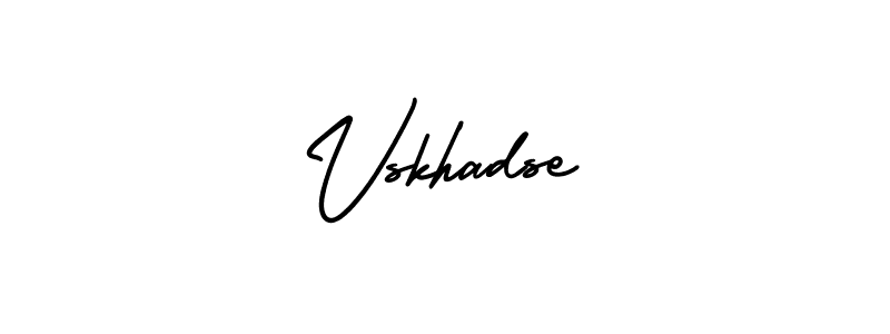 You should practise on your own different ways (AmerikaSignatureDemo-Regular) to write your name (Vskhadse) in signature. don't let someone else do it for you. Vskhadse signature style 3 images and pictures png