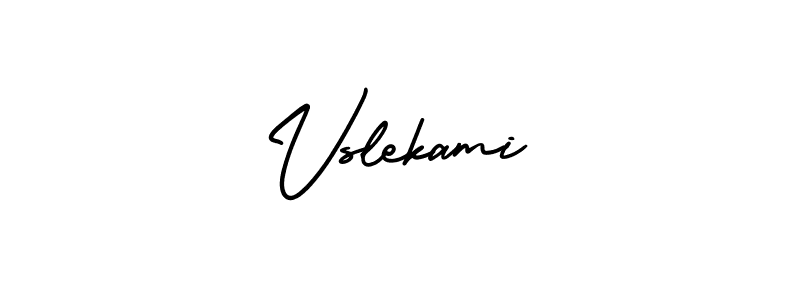 AmerikaSignatureDemo-Regular is a professional signature style that is perfect for those who want to add a touch of class to their signature. It is also a great choice for those who want to make their signature more unique. Get Vslekami name to fancy signature for free. Vslekami signature style 3 images and pictures png