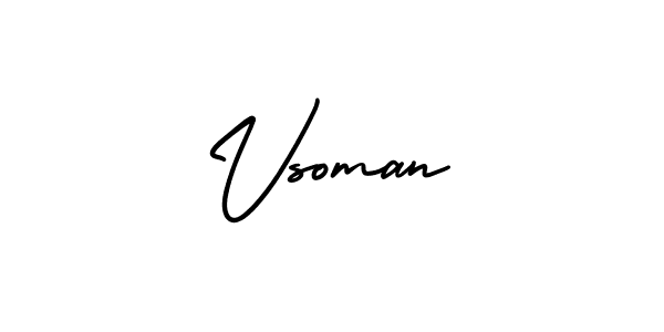 It looks lik you need a new signature style for name Vsoman. Design unique handwritten (AmerikaSignatureDemo-Regular) signature with our free signature maker in just a few clicks. Vsoman signature style 3 images and pictures png