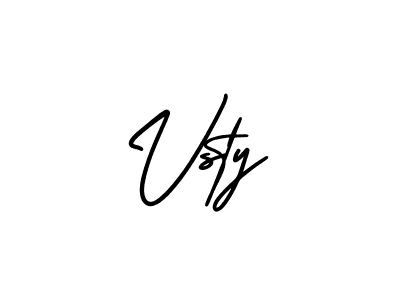 How to make Vsty name signature. Use AmerikaSignatureDemo-Regular style for creating short signs online. This is the latest handwritten sign. Vsty signature style 3 images and pictures png