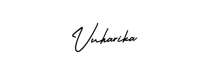 The best way (AmerikaSignatureDemo-Regular) to make a short signature is to pick only two or three words in your name. The name Vuharika include a total of six letters. For converting this name. Vuharika signature style 3 images and pictures png