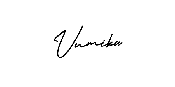 Vumika stylish signature style. Best Handwritten Sign (AmerikaSignatureDemo-Regular) for my name. Handwritten Signature Collection Ideas for my name Vumika. Vumika signature style 3 images and pictures png