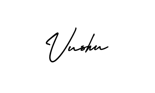 You should practise on your own different ways (AmerikaSignatureDemo-Regular) to write your name (Vushu) in signature. don't let someone else do it for you. Vushu signature style 3 images and pictures png