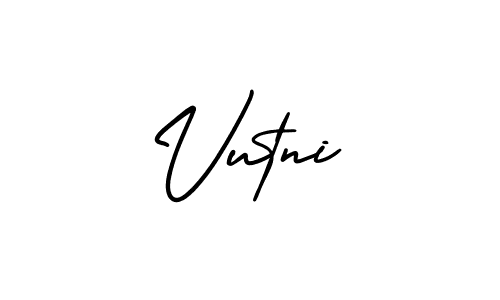 The best way (AmerikaSignatureDemo-Regular) to make a short signature is to pick only two or three words in your name. The name Vutni include a total of six letters. For converting this name. Vutni signature style 3 images and pictures png