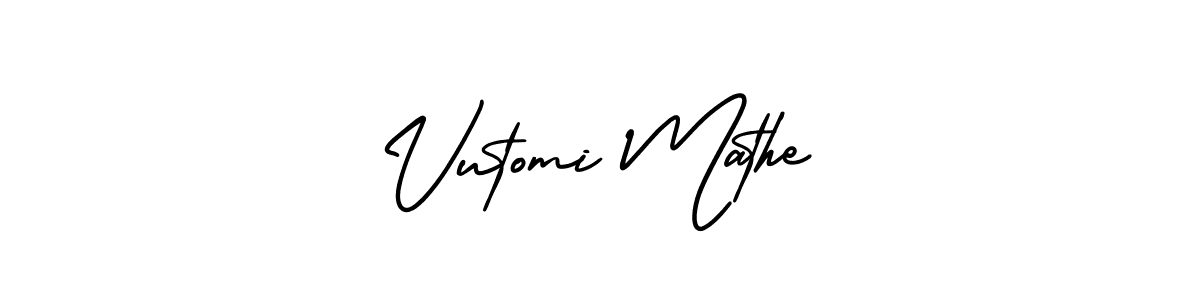 How to Draw Vutomi Mathe signature style? AmerikaSignatureDemo-Regular is a latest design signature styles for name Vutomi Mathe. Vutomi Mathe signature style 3 images and pictures png