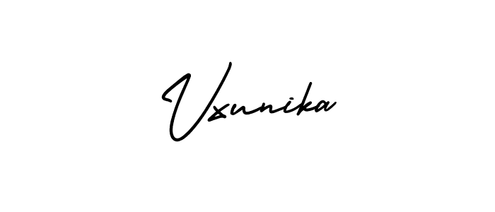 The best way (AmerikaSignatureDemo-Regular) to make a short signature is to pick only two or three words in your name. The name Vxunika include a total of six letters. For converting this name. Vxunika signature style 3 images and pictures png