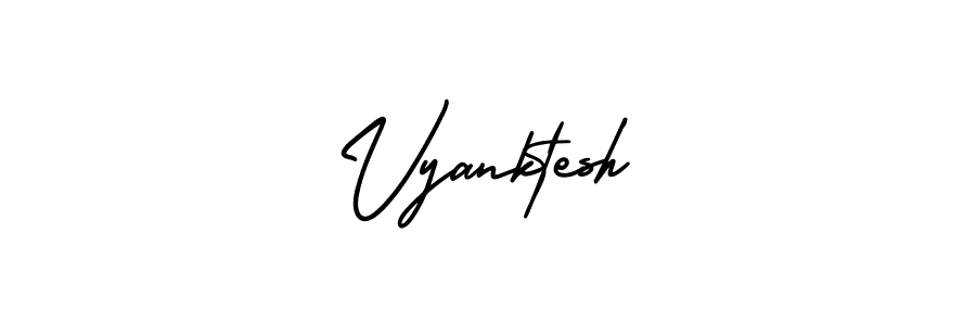 You should practise on your own different ways (AmerikaSignatureDemo-Regular) to write your name (Vyanktesh) in signature. don't let someone else do it for you. Vyanktesh signature style 3 images and pictures png