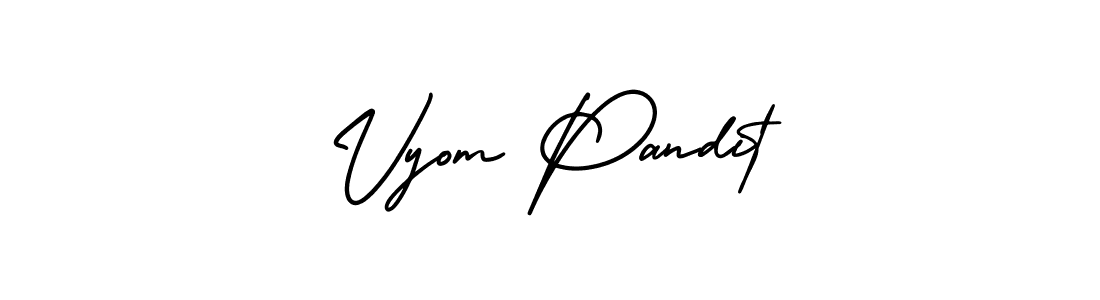 Also You can easily find your signature by using the search form. We will create Vyom Pandit name handwritten signature images for you free of cost using AmerikaSignatureDemo-Regular sign style. Vyom Pandit signature style 3 images and pictures png