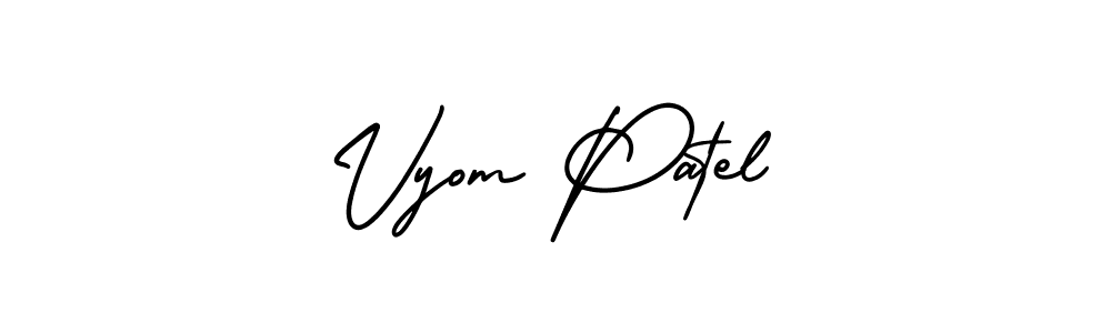 Make a beautiful signature design for name Vyom Patel. With this signature (AmerikaSignatureDemo-Regular) style, you can create a handwritten signature for free. Vyom Patel signature style 3 images and pictures png