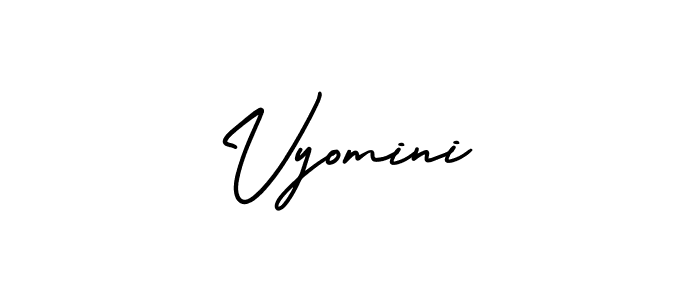 You should practise on your own different ways (AmerikaSignatureDemo-Regular) to write your name (Vyomini) in signature. don't let someone else do it for you. Vyomini signature style 3 images and pictures png