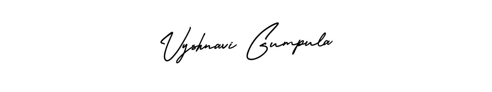 This is the best signature style for the Vyshnavi Gumpula name. Also you like these signature font (AmerikaSignatureDemo-Regular). Mix name signature. Vyshnavi Gumpula signature style 3 images and pictures png