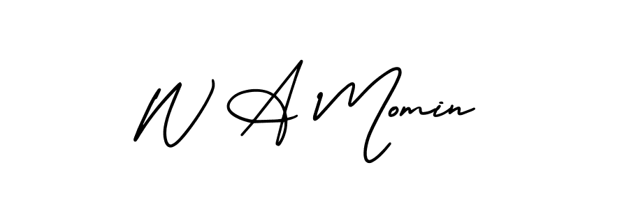 Also we have W A Momin name is the best signature style. Create professional handwritten signature collection using AmerikaSignatureDemo-Regular autograph style. W A Momin signature style 3 images and pictures png