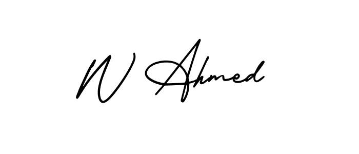 Use a signature maker to create a handwritten signature online. With this signature software, you can design (AmerikaSignatureDemo-Regular) your own signature for name W Ahmed. W Ahmed signature style 3 images and pictures png