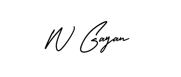 The best way (AmerikaSignatureDemo-Regular) to make a short signature is to pick only two or three words in your name. The name W Gayan include a total of six letters. For converting this name. W Gayan signature style 3 images and pictures png