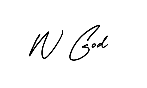 Make a beautiful signature design for name W God. With this signature (AmerikaSignatureDemo-Regular) style, you can create a handwritten signature for free. W God signature style 3 images and pictures png