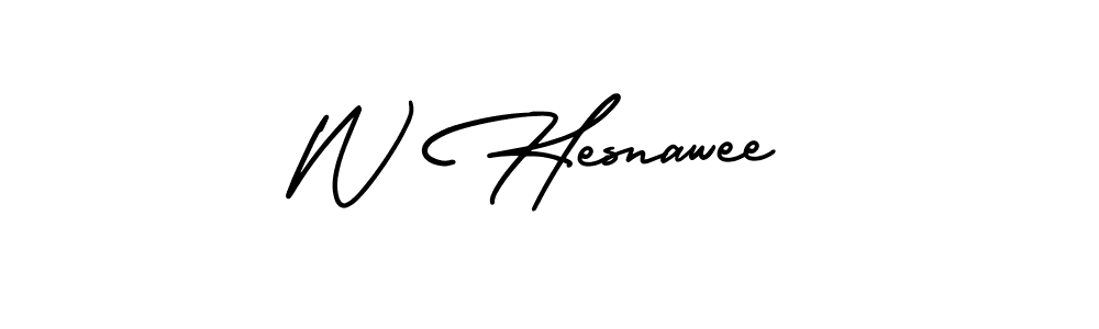 Create a beautiful signature design for name W Hesnawee. With this signature (AmerikaSignatureDemo-Regular) fonts, you can make a handwritten signature for free. W Hesnawee signature style 3 images and pictures png