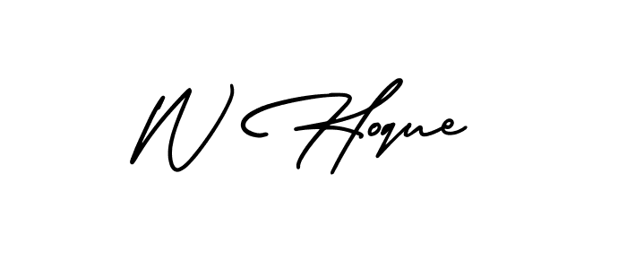 The best way (AmerikaSignatureDemo-Regular) to make a short signature is to pick only two or three words in your name. The name W Hoque include a total of six letters. For converting this name. W Hoque signature style 3 images and pictures png