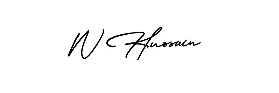 The best way (AmerikaSignatureDemo-Regular) to make a short signature is to pick only two or three words in your name. The name W Hussain include a total of six letters. For converting this name. W Hussain signature style 3 images and pictures png