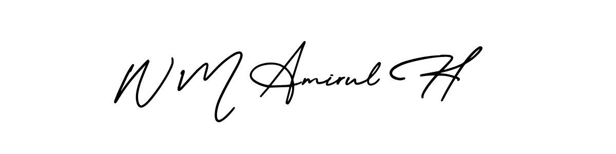 Design your own signature with our free online signature maker. With this signature software, you can create a handwritten (AmerikaSignatureDemo-Regular) signature for name W M Amirul H. W M Amirul H signature style 3 images and pictures png