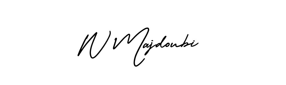 Similarly AmerikaSignatureDemo-Regular is the best handwritten signature design. Signature creator online .You can use it as an online autograph creator for name W Majdoubi. W Majdoubi signature style 3 images and pictures png