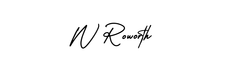 Use a signature maker to create a handwritten signature online. With this signature software, you can design (AmerikaSignatureDemo-Regular) your own signature for name W Roworth. W Roworth signature style 3 images and pictures png