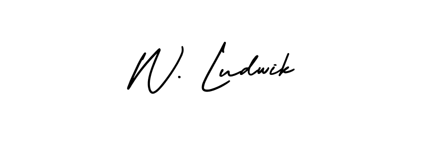 You should practise on your own different ways (AmerikaSignatureDemo-Regular) to write your name (W. Ludwik) in signature. don't let someone else do it for you. W. Ludwik signature style 3 images and pictures png