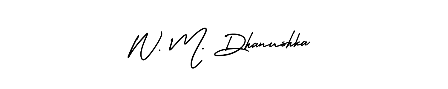 Similarly AmerikaSignatureDemo-Regular is the best handwritten signature design. Signature creator online .You can use it as an online autograph creator for name W. M. Dhanushka. W. M. Dhanushka signature style 3 images and pictures png