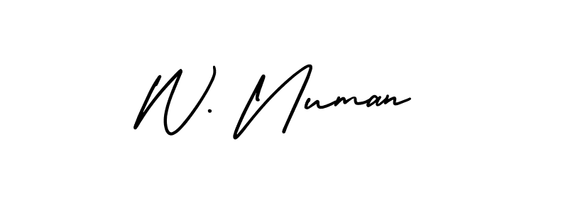 Design your own signature with our free online signature maker. With this signature software, you can create a handwritten (AmerikaSignatureDemo-Regular) signature for name W. Numan. W. Numan signature style 3 images and pictures png