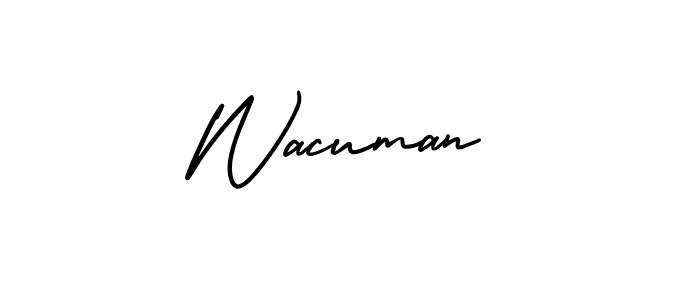 It looks lik you need a new signature style for name Wacuman. Design unique handwritten (AmerikaSignatureDemo-Regular) signature with our free signature maker in just a few clicks. Wacuman signature style 3 images and pictures png