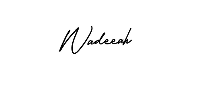 How to make Wadeeah name signature. Use AmerikaSignatureDemo-Regular style for creating short signs online. This is the latest handwritten sign. Wadeeah signature style 3 images and pictures png