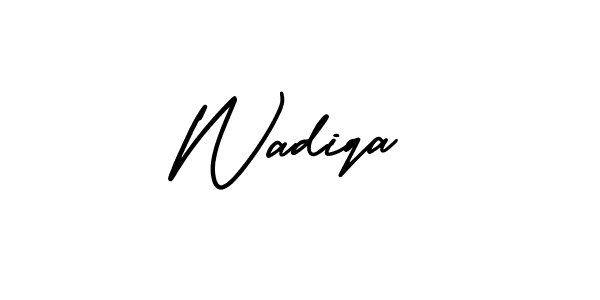 You should practise on your own different ways (AmerikaSignatureDemo-Regular) to write your name (Wadiqa) in signature. don't let someone else do it for you. Wadiqa signature style 3 images and pictures png