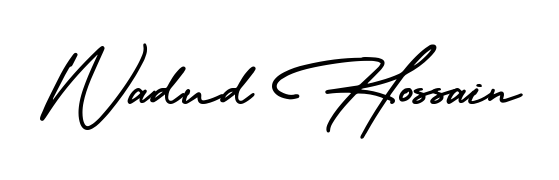 A classic penmanship look for Wadud Hossain. The AmerikaSignatureDemo-Regular font brings timeless elegance and confidence to every signed document. Wadud Hossain signature style 3 images and pictures png