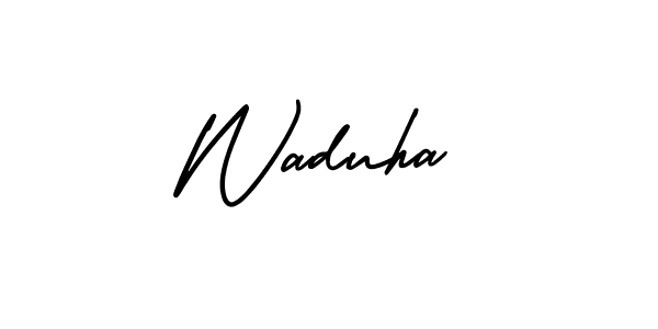 The best way (AmerikaSignatureDemo-Regular) to make a short signature is to pick only two or three words in your name. The name Waduha include a total of six letters. For converting this name. Waduha signature style 3 images and pictures png