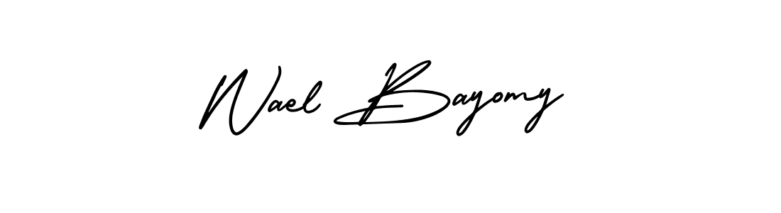 Make a short Wael Bayomy signature style. Manage your documents anywhere anytime using AmerikaSignatureDemo-Regular. Create and add eSignatures, submit forms, share and send files easily. Wael Bayomy signature style 3 images and pictures png