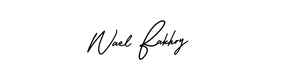 This is the best signature style for the Wael Fakhry name. Also you like these signature font (AmerikaSignatureDemo-Regular). Mix name signature. Wael Fakhry signature style 3 images and pictures png