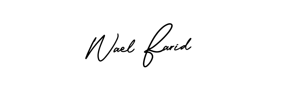 This is the best signature style for the Wael Farid name. Also you like these signature font (AmerikaSignatureDemo-Regular). Mix name signature. Wael Farid signature style 3 images and pictures png