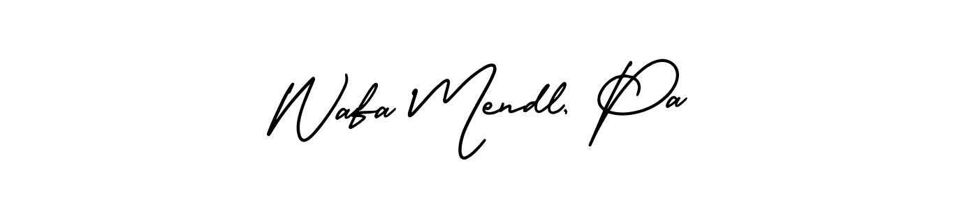 AmerikaSignatureDemo-Regular is a professional signature style that is perfect for those who want to add a touch of class to their signature. It is also a great choice for those who want to make their signature more unique. Get Wafa Mendl, Pa name to fancy signature for free. Wafa Mendl, Pa signature style 3 images and pictures png