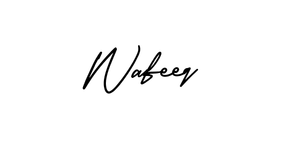 Use a signature maker to create a handwritten signature online. With this signature software, you can design (AmerikaSignatureDemo-Regular) your own signature for name Wafeeq. Wafeeq signature style 3 images and pictures png