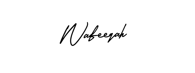 This is the best signature style for the Wafeeqah name. Also you like these signature font (AmerikaSignatureDemo-Regular). Mix name signature. Wafeeqah signature style 3 images and pictures png
