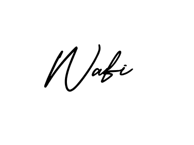 How to make Wafi name signature. Use AmerikaSignatureDemo-Regular style for creating short signs online. This is the latest handwritten sign. Wafi signature style 3 images and pictures png