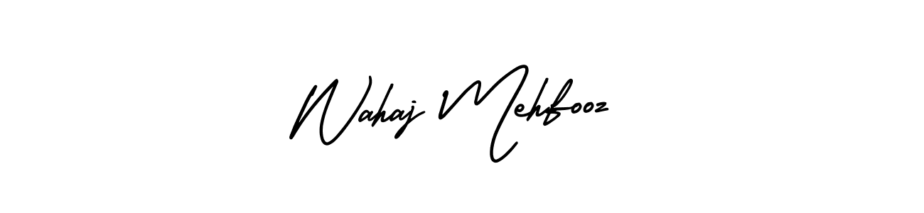 You should practise on your own different ways (AmerikaSignatureDemo-Regular) to write your name (Wahaj Mehfooz) in signature. don't let someone else do it for you. Wahaj Mehfooz signature style 3 images and pictures png