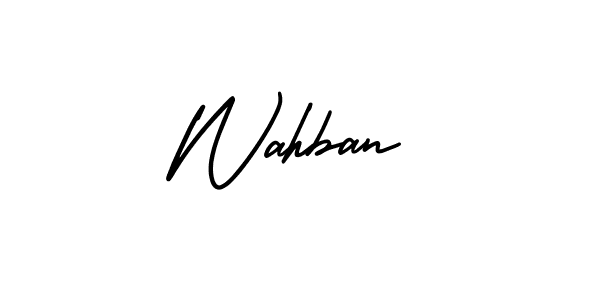 You should practise on your own different ways (AmerikaSignatureDemo-Regular) to write your name (Wahban) in signature. don't let someone else do it for you. Wahban signature style 3 images and pictures png