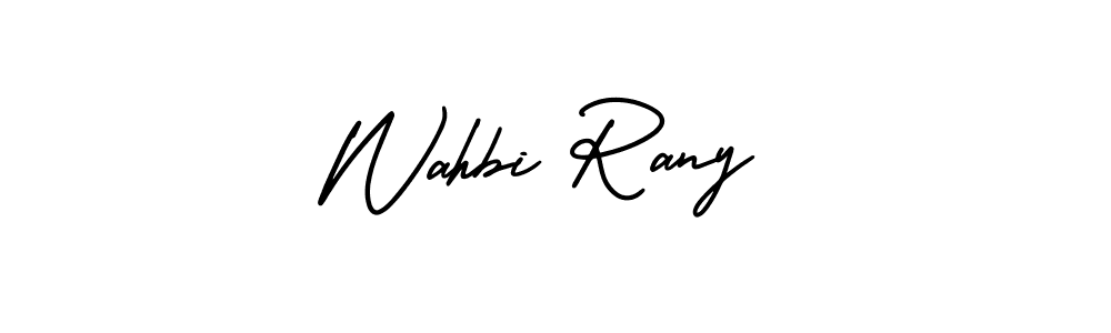 It looks lik you need a new signature style for name Wahbi Rany. Design unique handwritten (AmerikaSignatureDemo-Regular) signature with our free signature maker in just a few clicks. Wahbi Rany signature style 3 images and pictures png