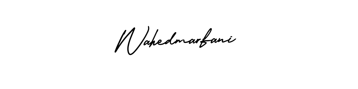 You should practise on your own different ways (AmerikaSignatureDemo-Regular) to write your name (Wahedmarfani) in signature. don't let someone else do it for you. Wahedmarfani signature style 3 images and pictures png