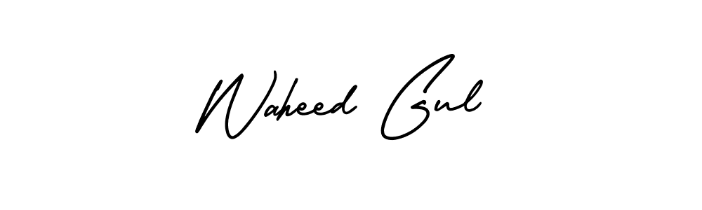 You should practise on your own different ways (AmerikaSignatureDemo-Regular) to write your name (Waheed Gul) in signature. don't let someone else do it for you. Waheed Gul signature style 3 images and pictures png