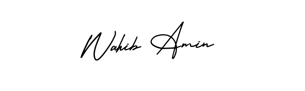 How to Draw Wahib Amin signature style? AmerikaSignatureDemo-Regular is a latest design signature styles for name Wahib Amin. Wahib Amin signature style 3 images and pictures png