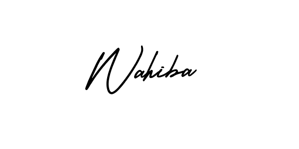 How to make Wahiba signature? AmerikaSignatureDemo-Regular is a professional autograph style. Create handwritten signature for Wahiba name. Wahiba signature style 3 images and pictures png